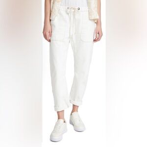 One Teaspoon Shabbies Drawstring Boyfriend Cream Relaxed Pants